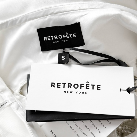 NWT RETROFETE Crystal & Pearl Embellished Lattice Waist Cutout Sleeveless Gown S - Picture 9 of 11